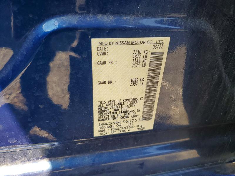 67718156 :رقم المزاد ، 1N4BZ1CV9NC560753 vin ، 2022 Nissan Leaf مزاد بيع