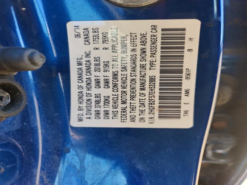 70276256 :رقم المزاد ، 2HGFB2F57EH532885 vin ، 2014 Honda Civic مزاد بيع