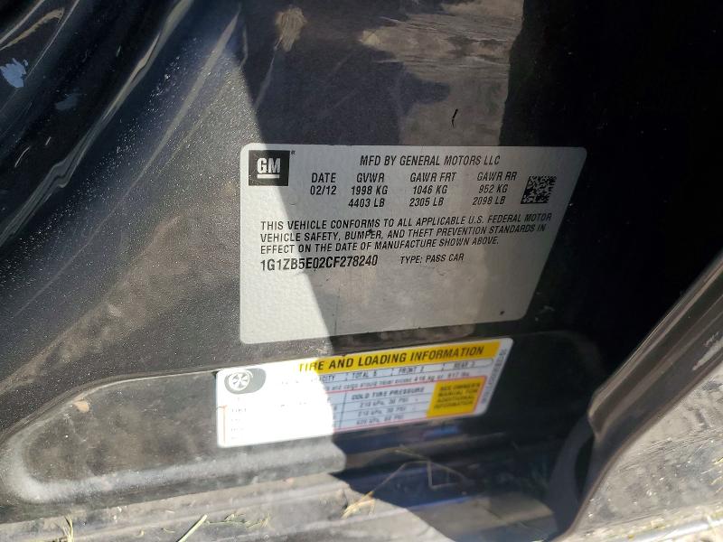 Продажа на аукционе авто 2012 Chevrolet Malibu, vin: 1G1ZB5E02CF278240, номер лота: 69339186
