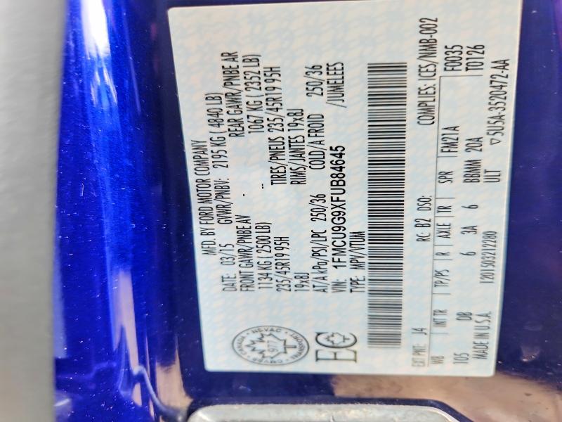 Aukcja sprzedaży 2015 Ford Escape, vin: 1FMCU9G9XFUB84645, numer aukcji: 68031676