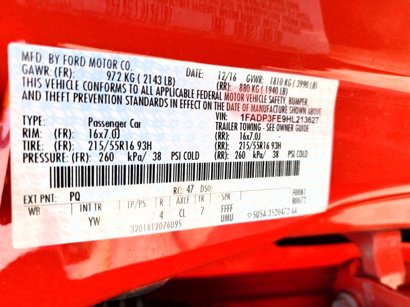 Auction sale of the 2017 Ford Focus, vin: 1FADP3FE9HL213627, lot number: 68827906