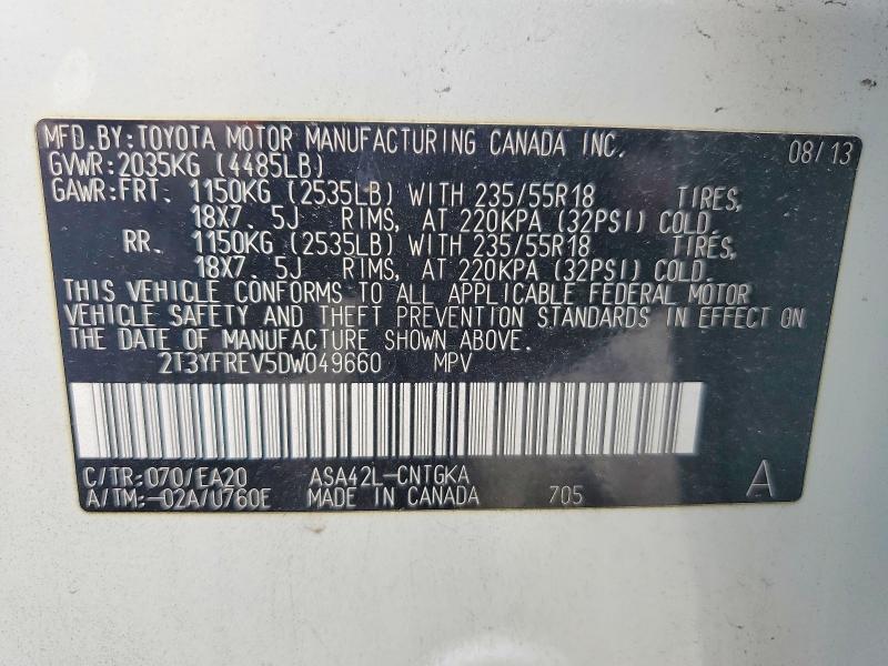 2013 Toyota Rav4 მანქანა იყიდება აუქციონზე, vin: 2T3YFREV5DW049660, აუქციონის ნომერი: 68282406