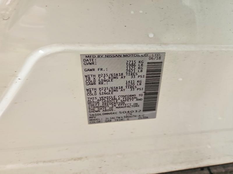 Aukcja sprzedaży 2019 Infiniti Qx60, vin: 5N1DL0MN6KC504032, numer aukcji: 68039676
