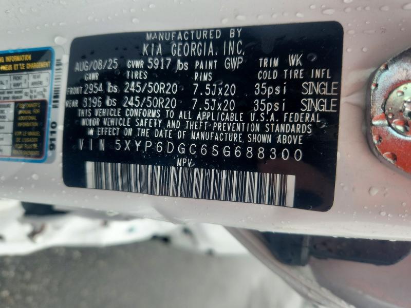 2025 Kia Telluride მანქანა იყიდება აუქციონზე, vin: 5XYP6DGC6SG688300, აუქციონის ნომერი: 69580486