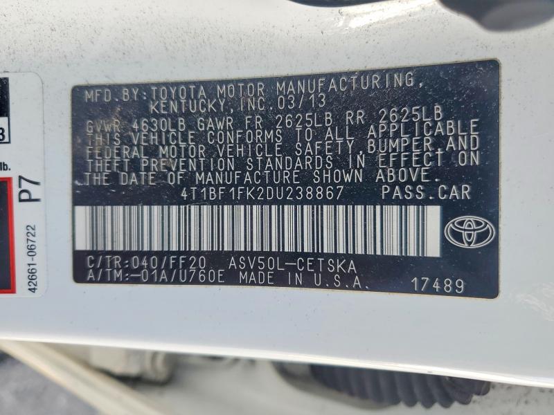 69349346 :رقم المزاد ، 4T1BF1FK2DU238867 vin ، 2013 Toyota Camry مزاد بيع