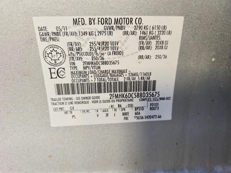 69426726 :رقم المزاد ، 2FMHK6DC5BBD35675 vin ، 2011 Ford Flex مزاد بيع