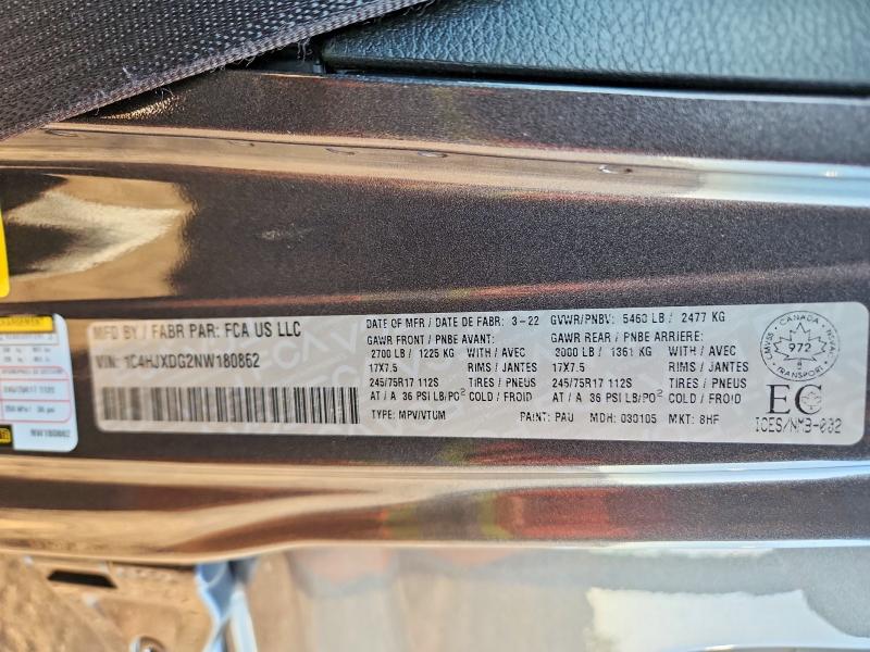 Продаж на аукціоні авто 2022 Jeep Wrangler Unlimited, vin: 1C4HJXDG2NW180862, номер лоту: 69633326