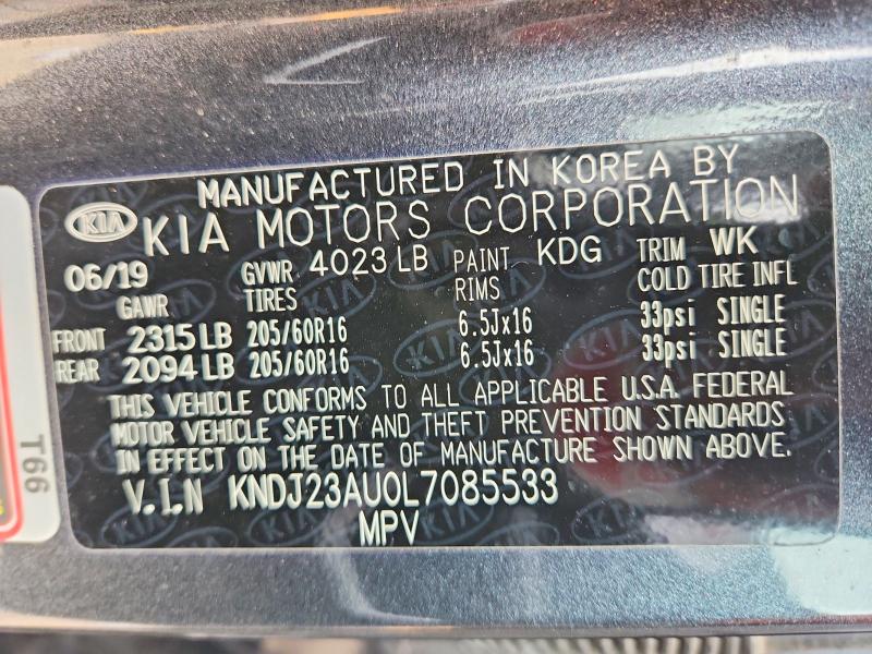 68193556 :رقم المزاد ، KNDJ23AU0L7085533 vin ، 2020 Kia Soul مزاد بيع
