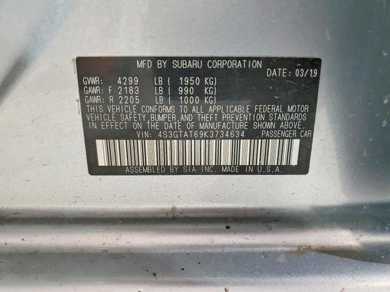 Aukcja sprzedaży 2019 Subaru Impreza, vin: 4S3GTAT69K3734634, numer aukcji: 67723876