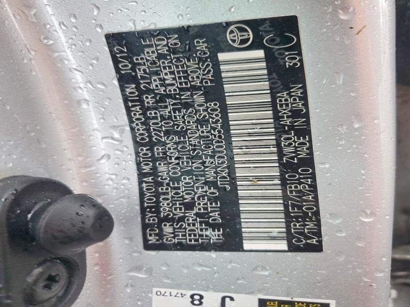 Aukcja sprzedaży 2013 Toyota Prius, vin: JTDKN3DU0D5543608, numer aukcji: 67276506