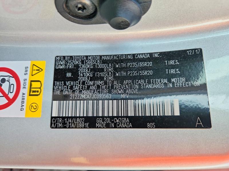 2018 Lexus Rx 350 მანქანა იყიდება აუქციონზე, vin: 2T2ZZMCA7JC093563, აუქციონის ნომერი: 69156286