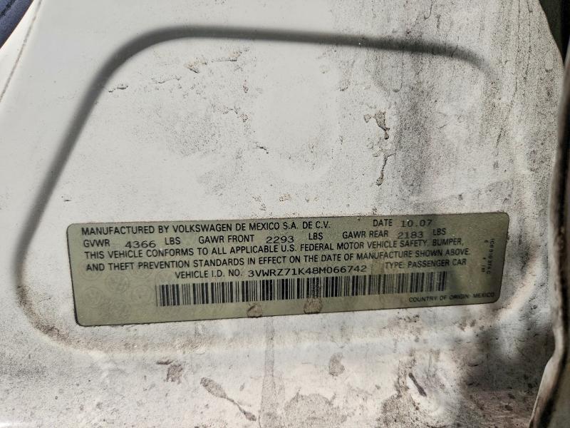 69759076 :رقم المزاد ، 3VWRZ71K48M066742 vin ، 2008 Volkswagen Jetta مزاد بيع