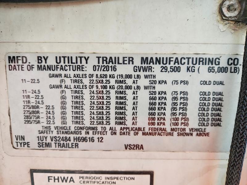 Aukcja sprzedaży 2017 Utility Trailer Manufacture Trailer, vin: 1UYVS2484H6961612, numer aukcji: 67105616