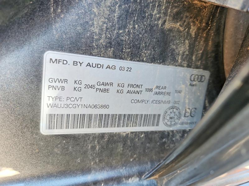 Aukcja sprzedaży 2022 Audi S3, vin: WAUJ3CGY1NA063860, numer aukcji: 69544276