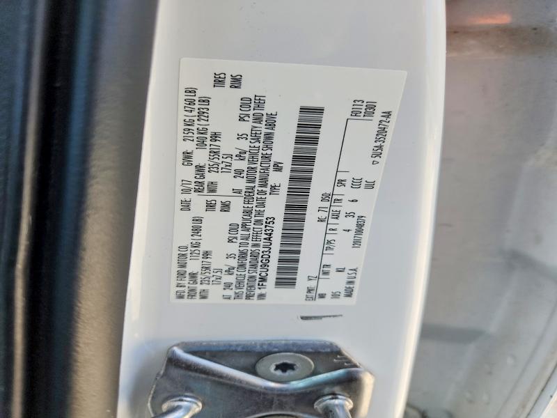 Продажа на аукционе авто 2018 Ford Escape, vin: 1FMCU9GD3JUA43753, номер лота: 68602986