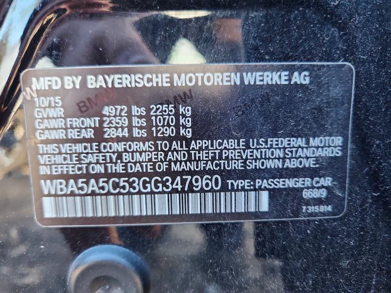 Aukcja sprzedaży 2016 Bmw 528, vin: WBA5A5C53GG347960, numer aukcji: 67812866