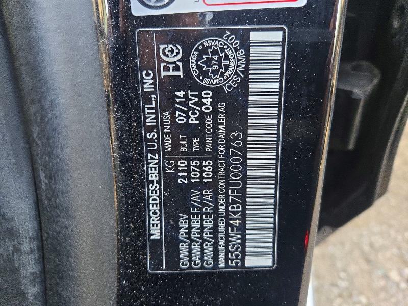Продаж на аукціоні авто 2015 Mercedes-benz C, vin: 55SWF4KB7FU000763, номер лоту: 69882876