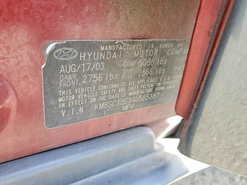 68775896 :رقم المزاد ، KM8SC13E34U585387 vin ، 2004 Hyundai Santa Fe مزاد بيع