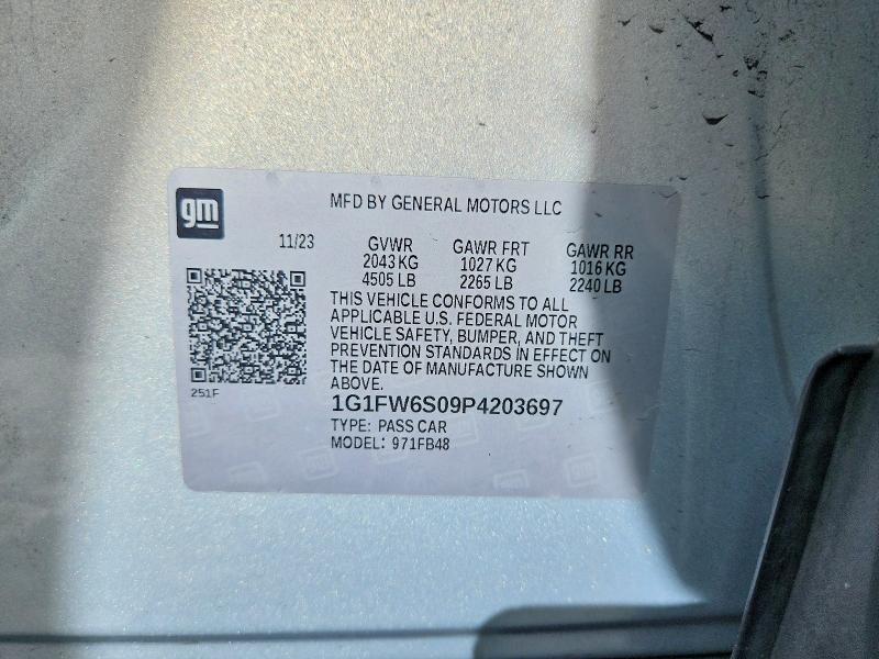 2023 Chevrolet Bolt Ev მანქანა იყიდება აუქციონზე, vin: 1G1FW6S09P4203697, აუქციონის ნომერი: 71097906