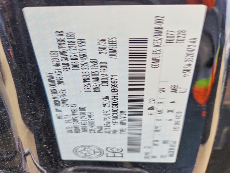 69908716 :رقم المزاد ، 1FMCU0GDXHUB69971 vin ، 2017 Ford Escape مزاد بيع
