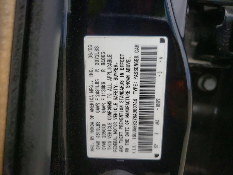 2006 Acura 3.2tl მანქანა იყიდება აუქციონზე, vin: 19UUA66276A060744, აუქციონის ნომერი: 67645496