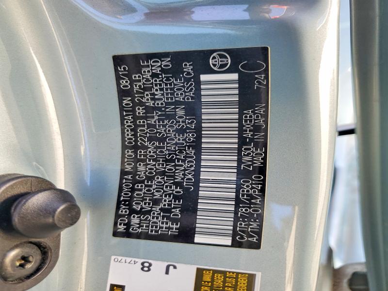Aukcja sprzedaży 2015 Toyota Prius, vin: JTDKN3DU4F1981431, numer aukcji: 69047346
