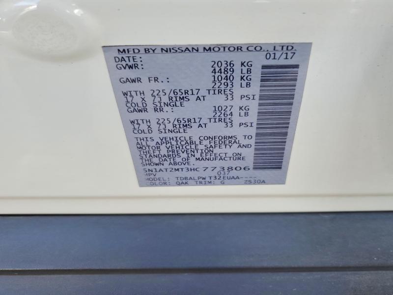 Aukcja sprzedaży 2017 Nissan Rogue, vin: 5N1AT2MT3HC773806, numer aukcji: 70699916