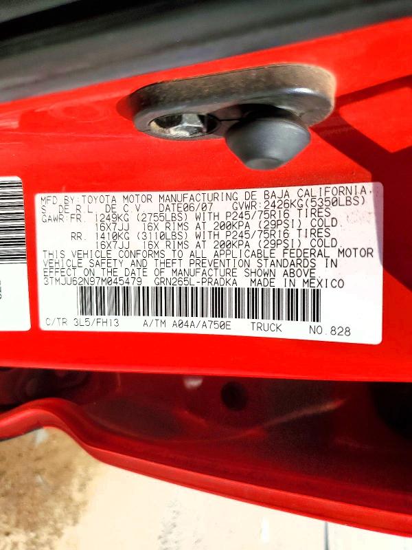 2007 Toyota Tacoma მანქანა იყიდება აუქციონზე, vin: 3TMJU62N97M045479, აუქციონის ნომერი: 68585816
