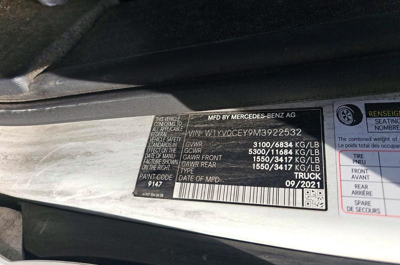 Aukcja sprzedaży 2021 Mercedes-benz Metris, vin: W1YV0CEY9M3922532, numer aukcji: 69588386