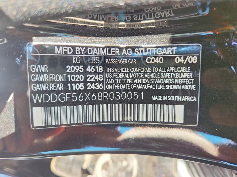 2008 Mercedes-benz C მანქანა იყიდება აუქციონზე, vin: WDDGF56X68R030051, აუქციონის ნომერი: 68675316