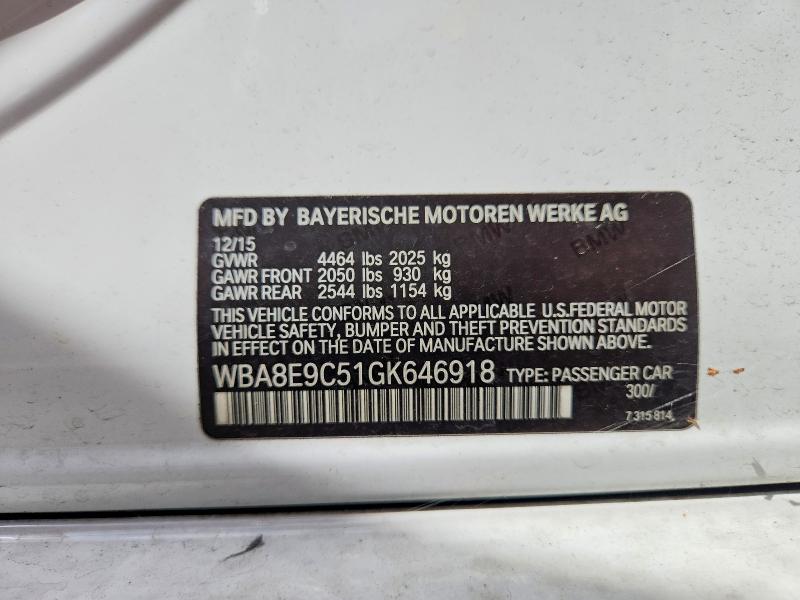 Продаж на аукціоні авто 2016 Bmw 328, vin: WBA8E9C51GK646918, номер лоту: 67126226