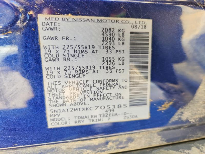 Aukcja sprzedaży 2019 Nissan Rogue, vin: 5N1AT2MTXKC705185, numer aukcji: 69932086