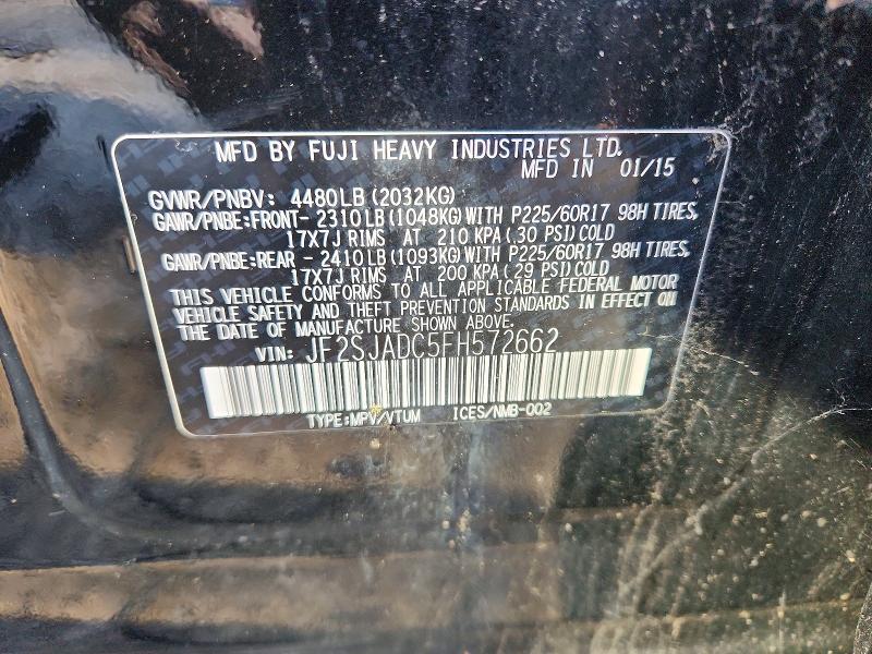 69134046 :رقم المزاد ، JF2SJADC5FH572662         vin ، 2015 Subaru Forester مزاد بيع