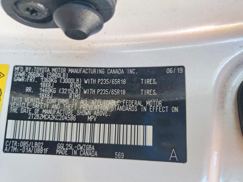 Aukcja sprzedaży 2019 Lexus Rx 350, vin: 2T2BZMCA2KC204586, numer aukcji: 68053216