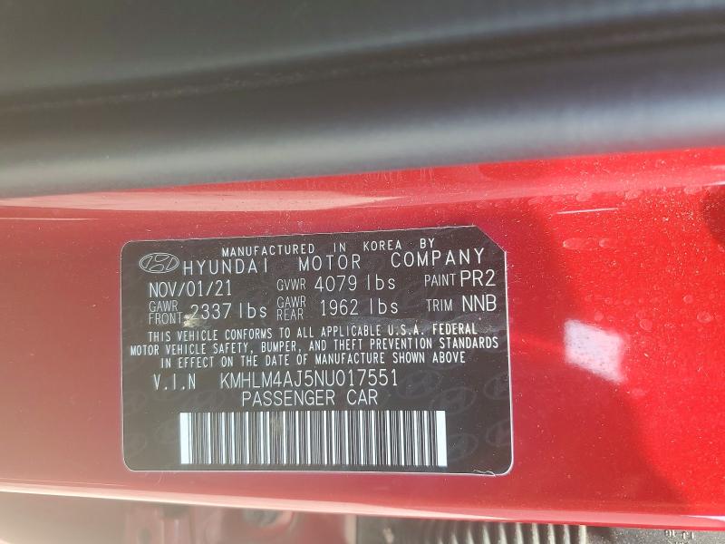 2022 Hyundai Elantra მანქანა იყიდება აუქციონზე, vin: KMHLM4AJ5NU017551, აუქციონის ნომერი: 67519966