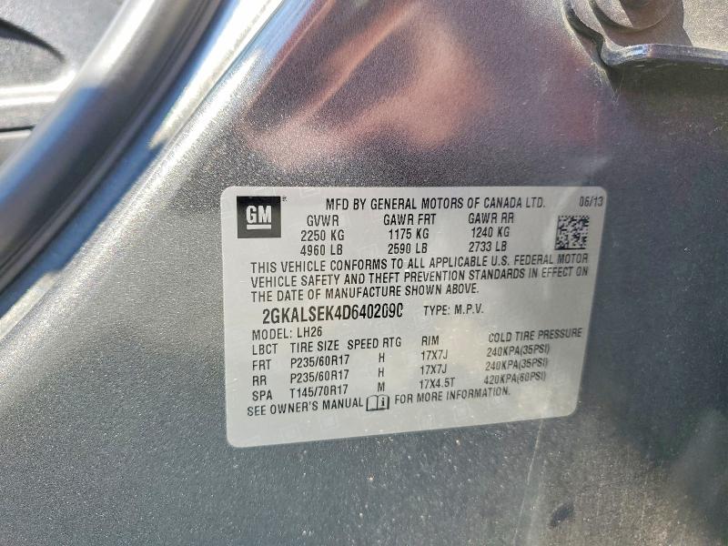 Продаж на аукціоні авто 2013 Gmc Terrain, vin: 2GKALSEK4D6402090, номер лоту: 69561296