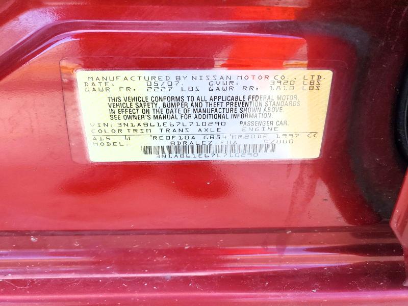 Aukcja sprzedaży 2007 Nissan Sentra, vin: 3N1AB61E67L710290, numer aukcji: 68237626