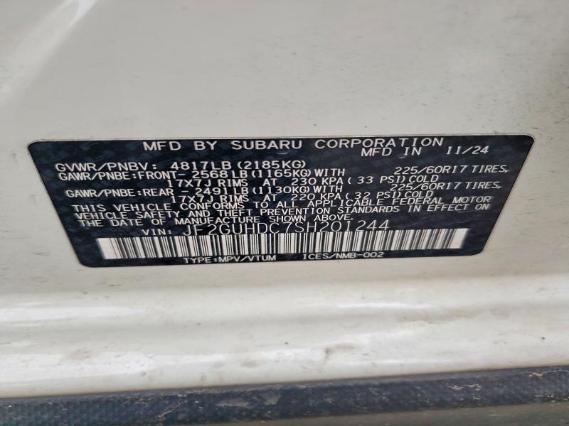 67549016 :رقم المزاد ، JF2GUHDC7SH201244 vin ، 2025 Subaru Crosstrek مزاد بيع