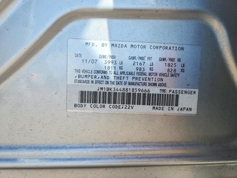 Продаж на аукціоні авто 2008 Mazda 3, vin: JM1BK344881859666, номер лоту: 69381646