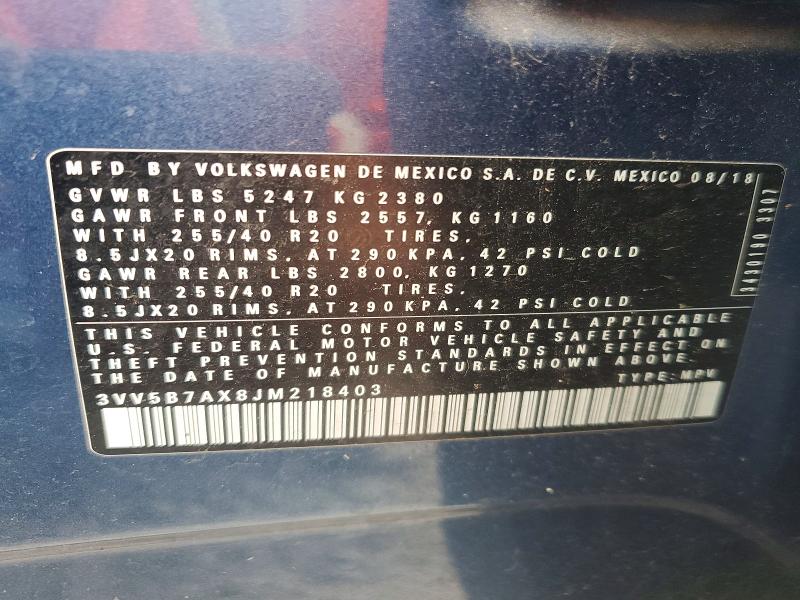 Aukcja sprzedaży 2018 Volkswagen Tiguan, vin: 3VV5B7AX8JM218403, numer aukcji: 70920836