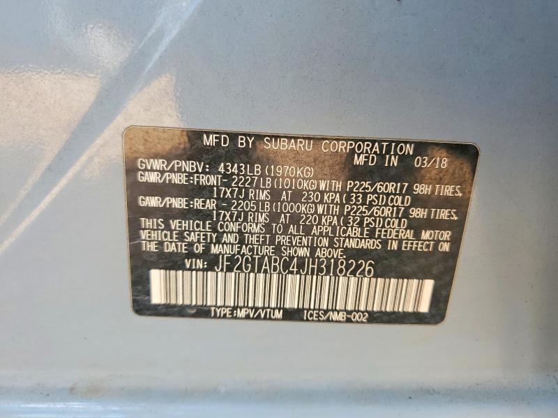 Aukcja sprzedaży 2018 Subaru Crosstrek, vin: JF2GTABC4JH318226, numer aukcji: 68057066