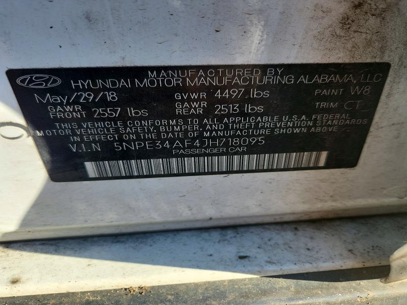2018 Hyundai Sonata მანქანა იყიდება აუქციონზე, vin: 5NPE34AF4JH718095, აუქციონის ნომერი: 70528096