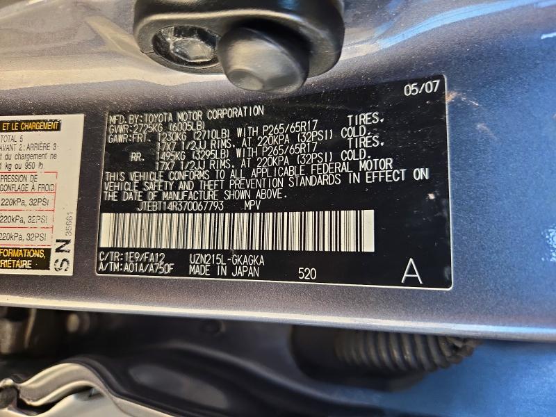 Продажа на аукционе авто 2007 Toyota 4runner, vin: JTEBT14R370067793, номер лота: 71059656