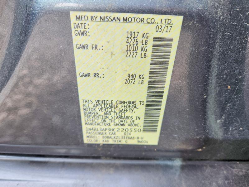 Продаж на аукціоні авто 2017 Nissan Altima, vin: 1N4AL3AP3HC220550, номер лоту: 68086226