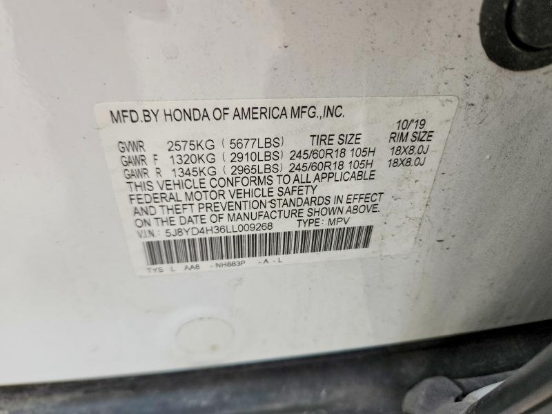 2020 Acura Mdx მანქანა იყიდება აუქციონზე, vin: 5J8YD4H36LL009268, აუქციონის ნომერი: 69609276