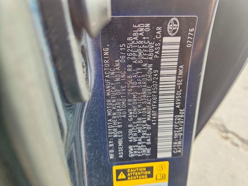 2015 Toyota Camry მანქანა იყიდება აუქციონზე, vin: 4T4BF1FK6FR507249, აუქციონის ნომერი: 70329526