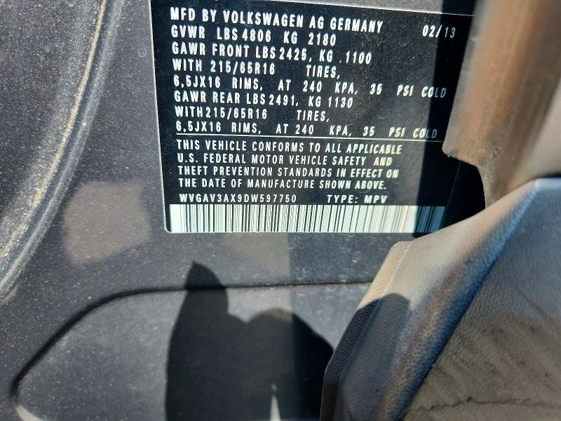 Aukcja sprzedaży 2013 Volkswagen Tiguan, vin: WVGAV3AX9DW597750, numer aukcji: 70108996