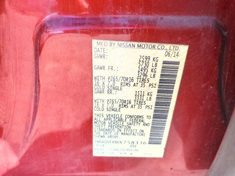 68106866 :رقم المزاد ، 1N6AD0ER8EN758336 vin ، 2014 Nissan Frontier مزاد بيع