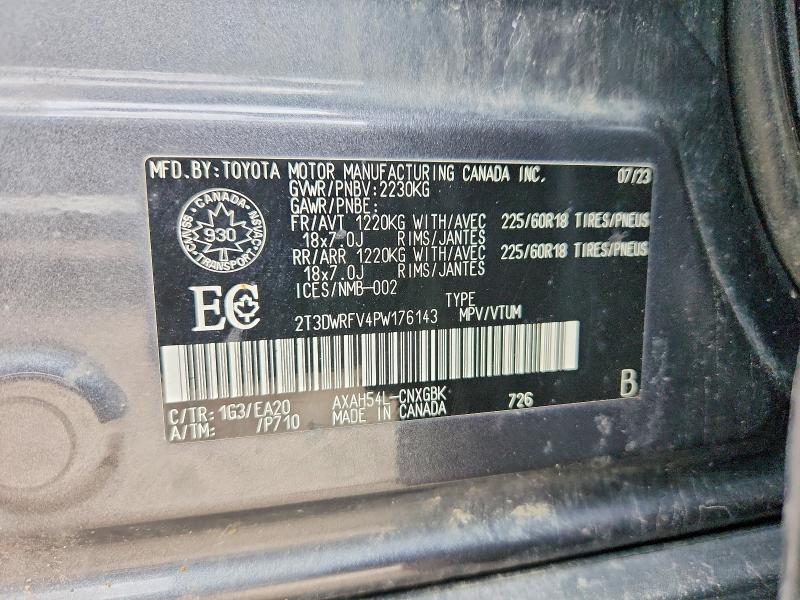 Aukcja sprzedaży 2023 Toyota Rav4, vin: 2T3DWRFV4PW176143, numer aukcji: 66198476