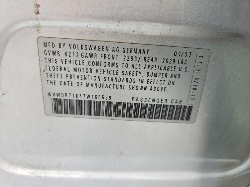 Продажа на аукционе авто 2007 Volkswagen Rabbit, vin: WVWDR71K47W166559, номер лота: 70905566